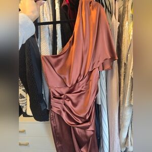 Elegant Satin Dress in Rust